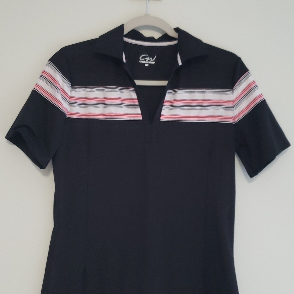 Cracked Wheat Tennis Dress Small Stripe Pocket Short Sleeve Athletic Golf Preppy - Picture 2 of 15
